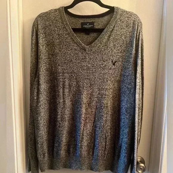 American Eagle Outfitters V Neck Classic Fit Sweater Gray Mens Large - Picture 1 of 2